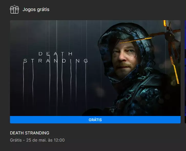 Jogo Misterioso - Death Stranding  - Epic Games