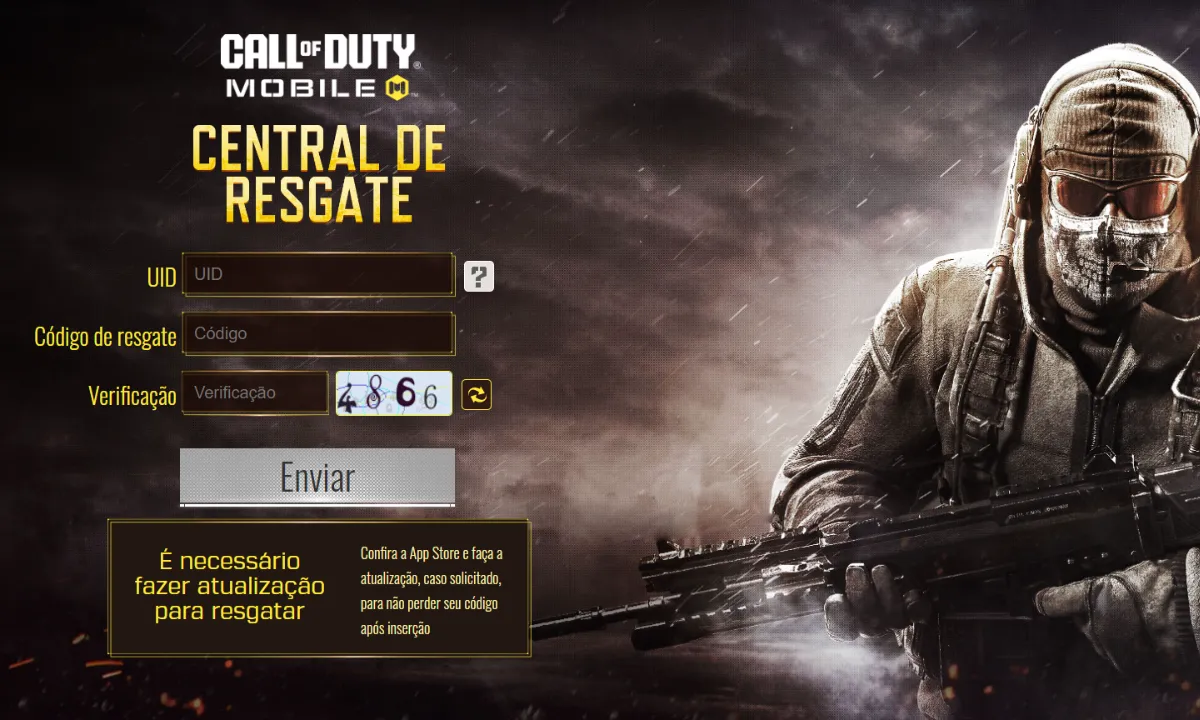 Call of Duty Mobile - página de resgate
