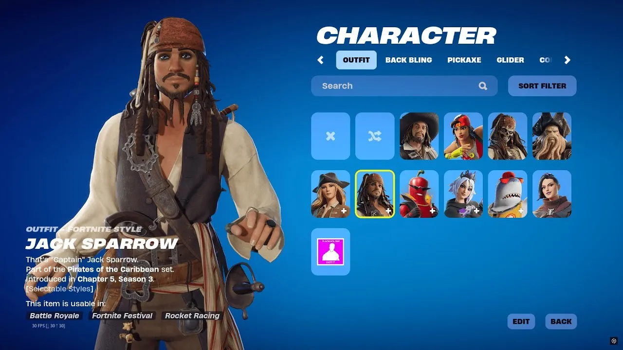 Jack Sparrow - Piratas do Caribe - Jogo - Personagens - IMagem - fortnite