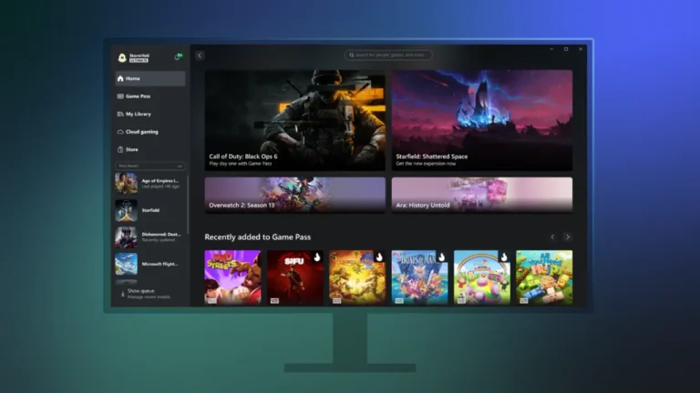 Xbox nova Interface para app Windows